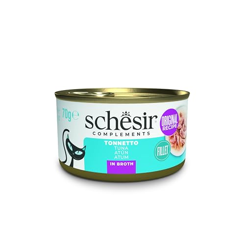 Schesir Thunfisch in Brühe ergänzendes Nassfutter für Katzen Originalrezept 100% natürlich 12 Dosen 70 g