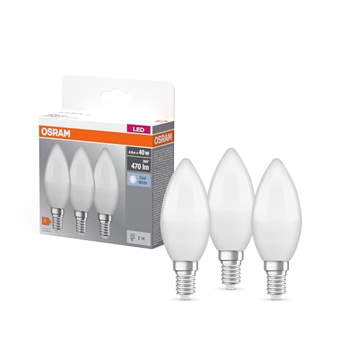 OSRAM Lamps BASE CLASSIC B Lampen klassische Minikerzenform Kunststoff B22d 5 W Kaltweiß 3 Stück 1er Pack