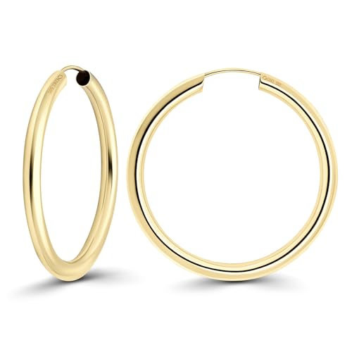 EDELIND Goldene Creolen 585 Echtgold 30mm Ohrschmuck für Damen Herren Ohrringe 14 K Gelbgold Breite 2 5 mm Huggie Creolen Set mit Geschenk-Box Made in Germany