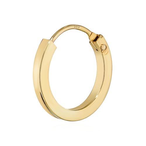 NKlaus Einzel 585er 14 Karat Gold gelbgold Creole Ohrring Ohrschmuck Quadratisch 14mm Stärke 1 5mm 2574