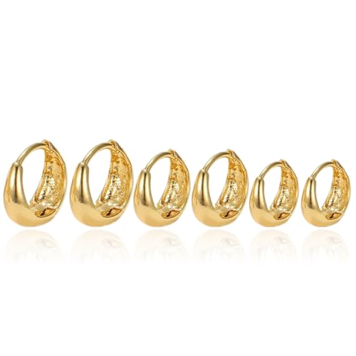 Ohrringe 3 Paar Creolen Gold Ohrringe Creolen Klobig Gold Creolen Klobig Dick Knorpel Kreolen Hypoallergen Ohrringe Mini Kleine Creolen Leicht Breit Ohrringe Für Mehrere Ohrlöcher Gold
