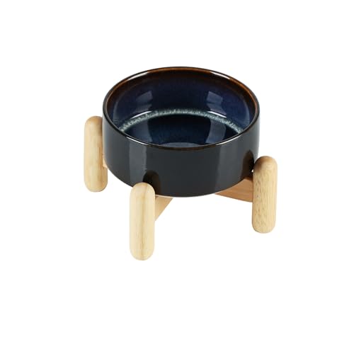 Havniva 13cmöhtes  Set Holzständer Futter  Wassernapf für der Spielzeugrassen Kätzchen gewichtete Hundenäpfe 400ml Sternenhimmel