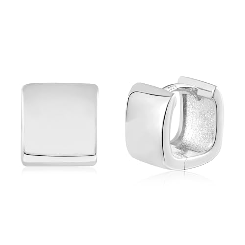 ALEXCRAFT Dick Eckige Ohrringe Creolen Silber 925 Damen Klein Geschenk für Frauen Freundin Mama Mädchen