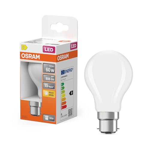 Osram LED-Lampe Star Kolbenform A60 Filament 2700 K warmweiß 5 9 W B22d matt 806 lm 15.000h für Decken- und Stehleuchten blendfrei