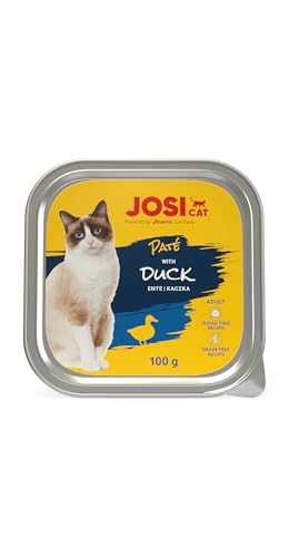 JosiCat Pat with Duck 32 x 100 g Adult Premium Nassfutter für ausgewachsene Katzen Pastete mit Ente Vitamin D3 E getreidefrei Powered by JOSERA Katzenfutter nass 32er Pack