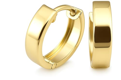 Klappcreolen Gold 333 Creolen Ohrringe 8 Karat eckig 12 mm Gelbgold