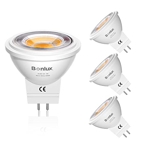Bonlux GU4 MR11 LED 12V Lampen 3W Spot Strahler Warmweiß 3000K Spotlicht Ersetzt 35W Reflektorlamp Glühlampe 350lm Punktbeleuchtung 38 Abstrahlwinkel 4 Stück