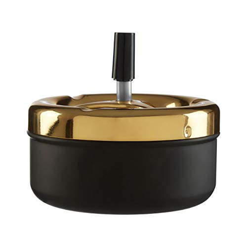 Premier Housewares 305224 Drehaschenbecher mattschwarz goldfarben mittelgroß