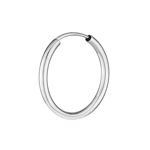 NKlaus Einzeln 585 weißgold Creole Ohrring Ohrschmuck 1 9mm rund Goldohrring 20mm 9044