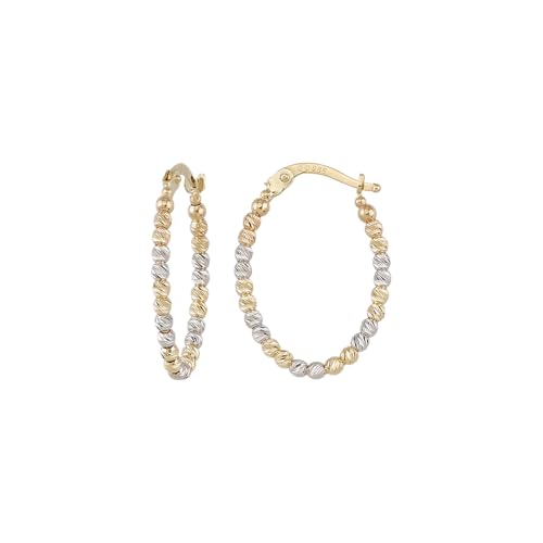 Creolen Ohrringe mit diamantierten Kugeln in Echt 585 Gold klassische schlichte Ohrringe Ohrcreolen Ohrschmuck Damen Schmuck Goldcreolen in Bicolor inkl. Schmucketui JC Trauringe 8786