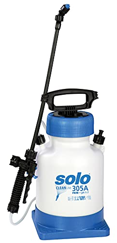 Solo 305 A 5 Liter Drucksprüher für saure Reinigungsmittel im pH Bereich 1-7 mit Standfuß blau weiss