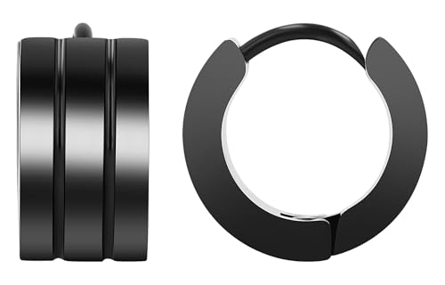 Akzent Wasserfeste Edelstahl Ohrringe Creolen in Schwarz für Damen 100% Wasserfest Hautverträglich