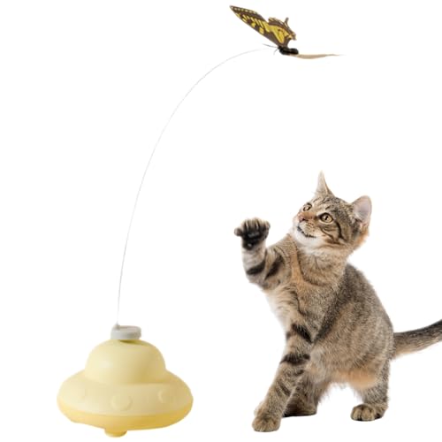 Katzeninsekten-Federspielzeug- Ersatz Katzenspielzeug Stücke natürlicher Insektenkatze Spielzeug Interaktive Katzenteaser - -Ansätze mit Glocken und elastischer Hängsschnur Butterfly C