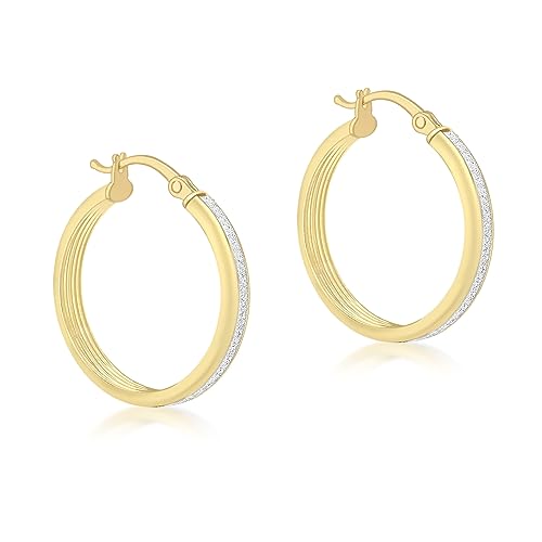 Damen 9ct Yellow Stardust Small Band Creole Earrings 375 1.51.1299