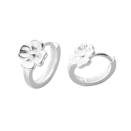 Sterling Silber Kleeblatt Blume Kleeblatt Blüte Huggie 9mm Creolen