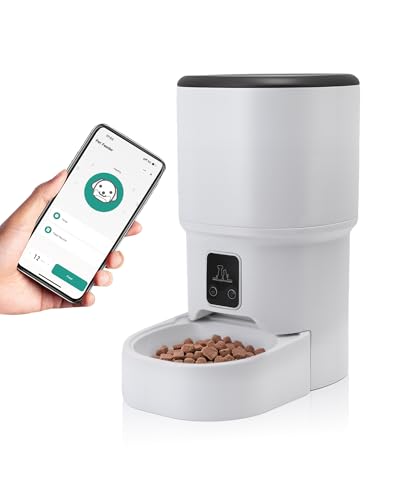 Gugxiom 4L WiFi Intelligenter Automat Futterspender APP Steuerung Doppelnetzteil 1 10 Mahlzeiten pro Tag Futterspender für