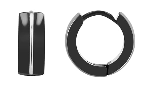 Akzent Wasserfeste Edelstahl Ohrringe Creolen in Schwarz für Damen 100% Wasserfest Hautverträglich