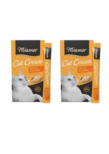 Miamor Cat Cream Multi-Vitamin leckerer Snack für Katzen mit Taurin Spurenelementen Vitaminen für mehr Vitalität Doppelpack 2 Tafeln zu je 6x15g