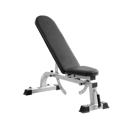 Hantelbank Mit Rad Faltbare Mehrzweck-Bankpresse Verstellbare Rückenlehne Und Sitzkissen 500 Kg Tragfähigkeit For Ganzkörperübungen Im Heim-Fitnessstudio Silver