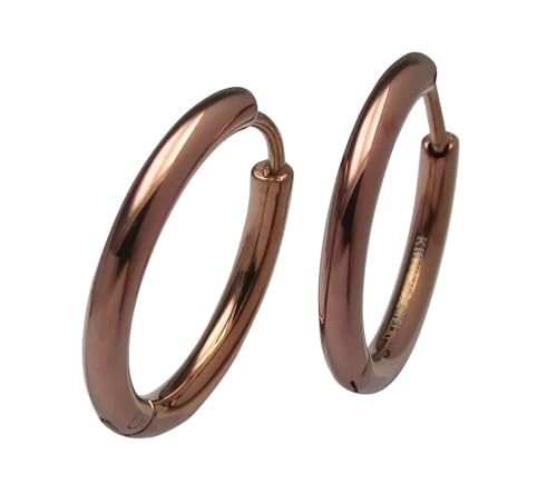 Kikuchi Titan Stab Tube Ohrclicker Bronze Braun Glänzend Edelstahl Slim Hoops Poliert 20mm für Damen Herren ERTS013