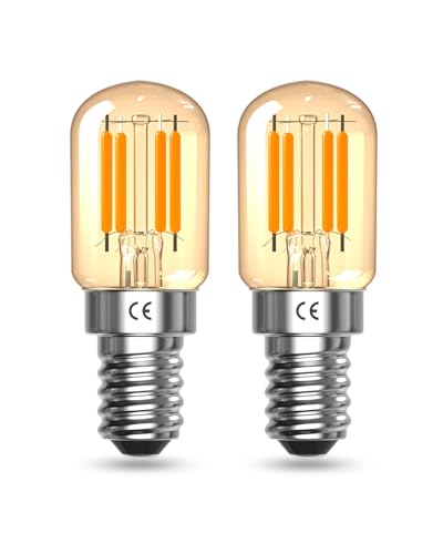 Klarlight Vintage 2W E14 LED Glühbirne Bernstein T22 LED Lampen Weiches Licht Warm Weiß 2200K 15W Äquivalent Retro E14 SES Mini LED Leuchtmittel Nicht Dimmbar 2 Stück