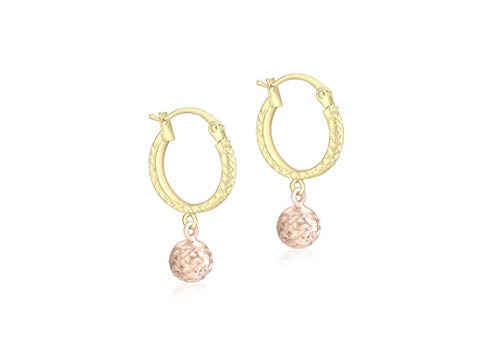  9ct 2 Colour Diamond Cut Hoop Ball Earrings Bicolor   2.51.1579