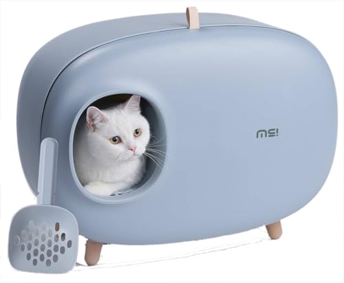 Purpurra Katzentoilette Katzentoilette geschlossenes Design mit Katzenstreuschaufel Blau