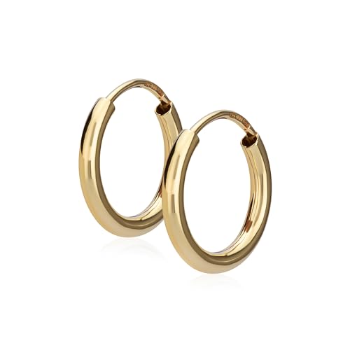 NKlaus Paar 585 Gold gelbgold Creolen Ohrringen Ohrschmuck 1 8mm rund Goldohrringe 13mm 9028