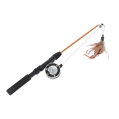 FUTUREORYY Interaktives Katzenspielzeug mit Ausziehbarer Angel und Federn Lustiges Katzenangel Beschäftigung und Bewegung Geeignet für Kätzchen und Katzenfreunde