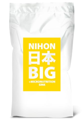 NIHON Hokovit Koifutter Big Sink sinkendes Ganzjahresfutter für Koi Karpfen mit Spirulina Astaxanthin fördert EIN gesundes Wachstum Farbentwicklung 4 5mm Pellets 5kg