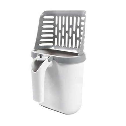 RASTKY Streuschaufel mit Halter und Abfallbehälter Streuschaufel und 2-in-1-Design Integrierte Streu mit Abfallbehälter Tragbare Streu mit Integrierten Beuteln mit Schallwand und 8 Rollen