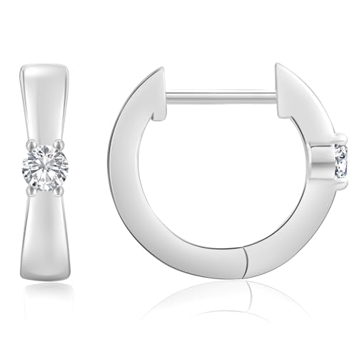 KRKC CO Creolen Silber 925 Damen mit Stein Creolen Ohrringe mit Zirkonia Kreolen Huggies in Schleife Form Hypoallergen Antiallergisch Ohrschmuck Geschenke für Frau Mädchen Silber
