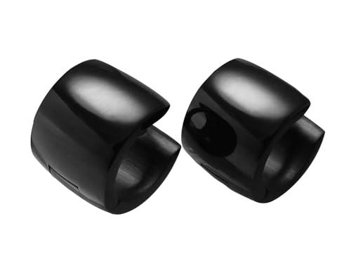 Kikuchi Edelstahl Klapp mit Titan Stäbchen Schwarz Bogen Hochglänzend Poliert Extra Breit 10 mm Herr Frau ERTS016