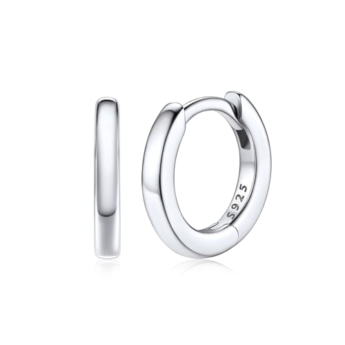 Silvora 8mm Mini Hoop Stapelbare Huggie Kreolen Ohrstecker Glänzende Kreis Hypoallergen Ohrschmuck für Weihnachten Geburtstag