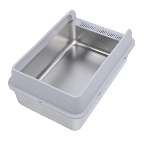 Fafeims Katzentoilette aus Edelstahl Robust Leicht zu Reinigen Spritzwassergeschützt für Katzen die Laut Urinieren S