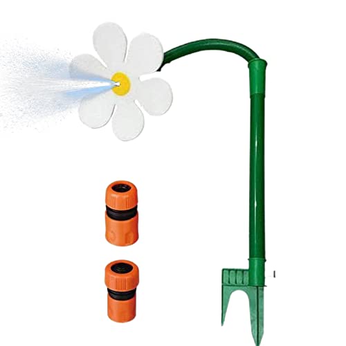 Crazy Daisy Sprinkler 720 drehbarer Crazy Daisy Wassersprinkler mit 2 Adaptern - Lustiges Gänseblümchen-Blumen-Auto-Gartenbewässerungssystem für Rasen- und Gartenbewässerungsgeräte Woyufen