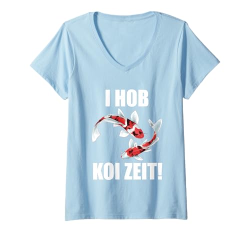 Damen I hob Koi Zeit Karpfen Fisch Japan Teich Koi Züchter T-Shirt mit V-Ausschnitt