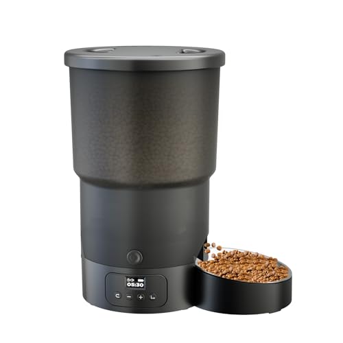 Gimars 5L Futterautomat Katze mit LCD-Anzeige Einfache Einrichtung Programmierbar für 1 6 Mahlzeiten Katzenfutter Automat Futterautomat Hund 10 s Sprachruf Automatischer Futterspender Katze