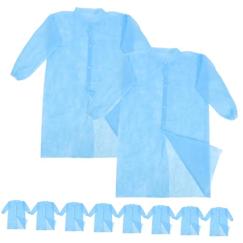 LAPYAPPE 10 Stück Laborkittel Unisex Erwachsene Blau Chemikalie Reinigungsanzug Laborkittel Für Damen Weißer Laborkittel Schutzanzug Laborkittel Damen Schutzanzüge Vlies Blue