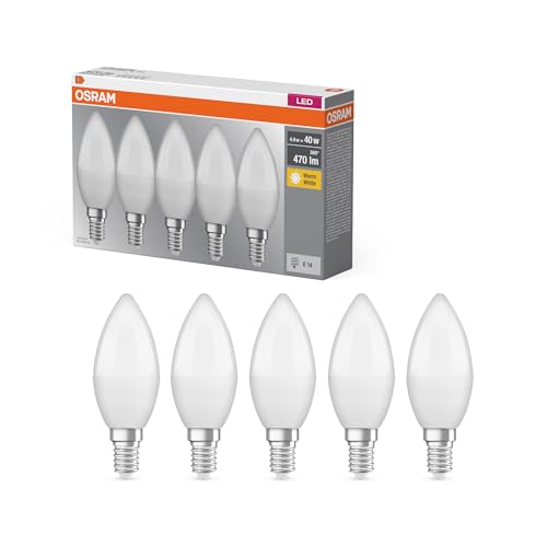 OSRAM LED-Lampe Base Classic B40 Minikerze 4 9W 827 2700K warmweiß E14 matt 470 lm Ra 80 Farbwiedergabe White