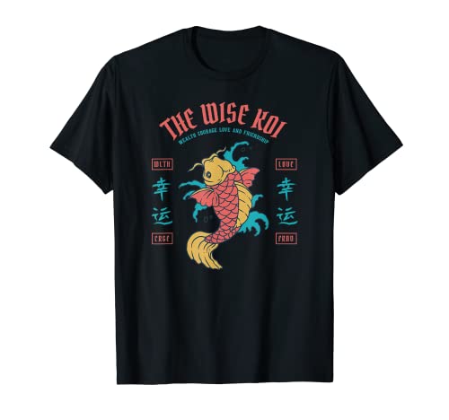 Der weise Koi. Asiatisches Zen Koi Karpfen Design mit Kanji T-Shirt