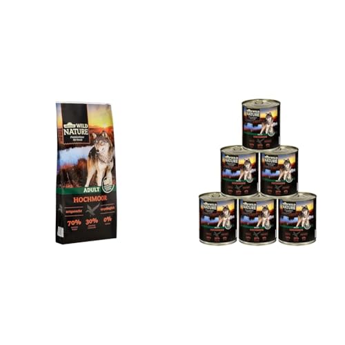 Dehner Wild Nature Hundefutter Hochmoor Wild Nature Hundefutter Hochmoor Nassfutter getreidefrei zuckerfrei für ausgewachsene Hunde Ente 6 x 800 g Dose 4.8 kg