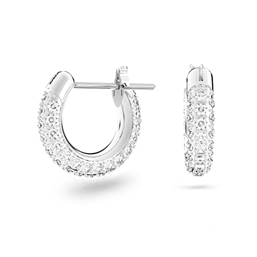Swarovski Stone Kreolen Klein Weiß Rhodiniert