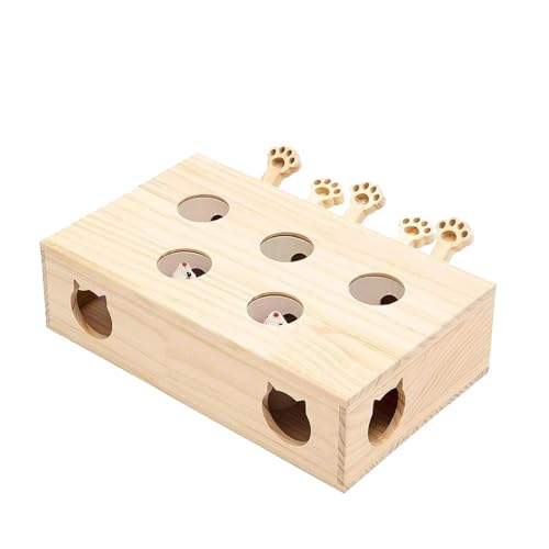LearnLyrics Katzenspielzeug 3 in 1 Elektrisch Interaktives Automatischer Spielzeug für Katzen Whack-A-Mole Fluttering Butterfly inklusive Ball USB Wiederaufladbar Katzen Teaser mit 6 Aufsätzen