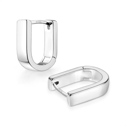 Silber 925 Ohrringe Damen Kleine Eckig Creolen Chunky Klobige Ohrringe Hypoallergen Silber Ohrringen Kleine Dicke Creolen Ohrringen Huggie Breite Ohrring Damen