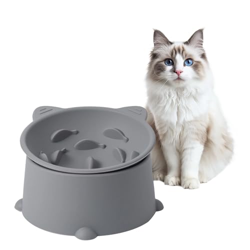 SLSON Silikon Erhöhter Katzennapf mit 10 Neigung Design Langsam Fressen Futternapf Antischlingnapf Katzen futternapf Halswirbelsäule der Katze schützen Anti-Erstickung bei Katzenfressen