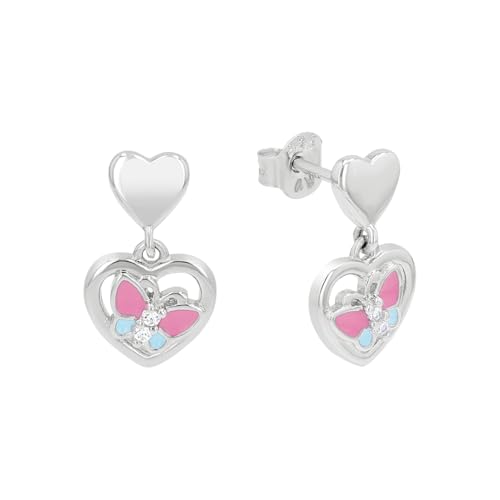 Prinzessin Lillifee Ohrhänger 925 Sterling Silber Mädchen Kinder Ohrschmuck mit Zirkonia synth. 1 5 cm Rosa Herz Kommt in Schmuck Geschenk Box 2039758