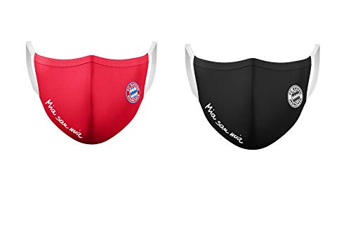 Bayern München Masken (2Stück rot+schwarz) Mund-Nasen-Schutz, MNS, Stoffmaske
