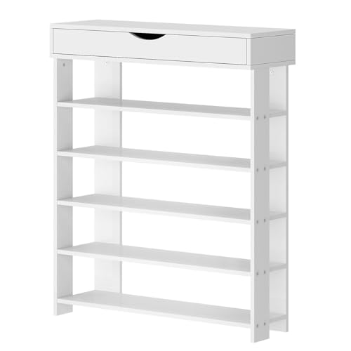 sogesfurniture Holz Schuhregal 5 Ebenen Schuhschrank Schuhablage Standregal Schuhständer für 20 Paar Schuhe ideal für Diele Flur Treppenhaus 75 x 30 x 94cm Weiß