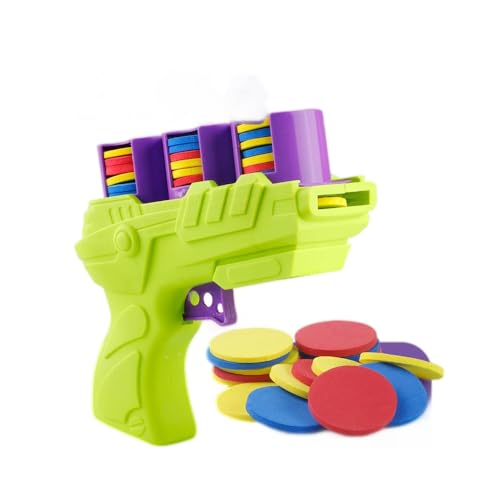 JACKANNA Katzen Spielzeug Interaktiv Selbstspielende Wurfspielzeug-Pistole mit Flugscheibe Federstab Leise Polyester-Angel mit Springbällen Trainingsspielzeug für Aktive Katzen Grün